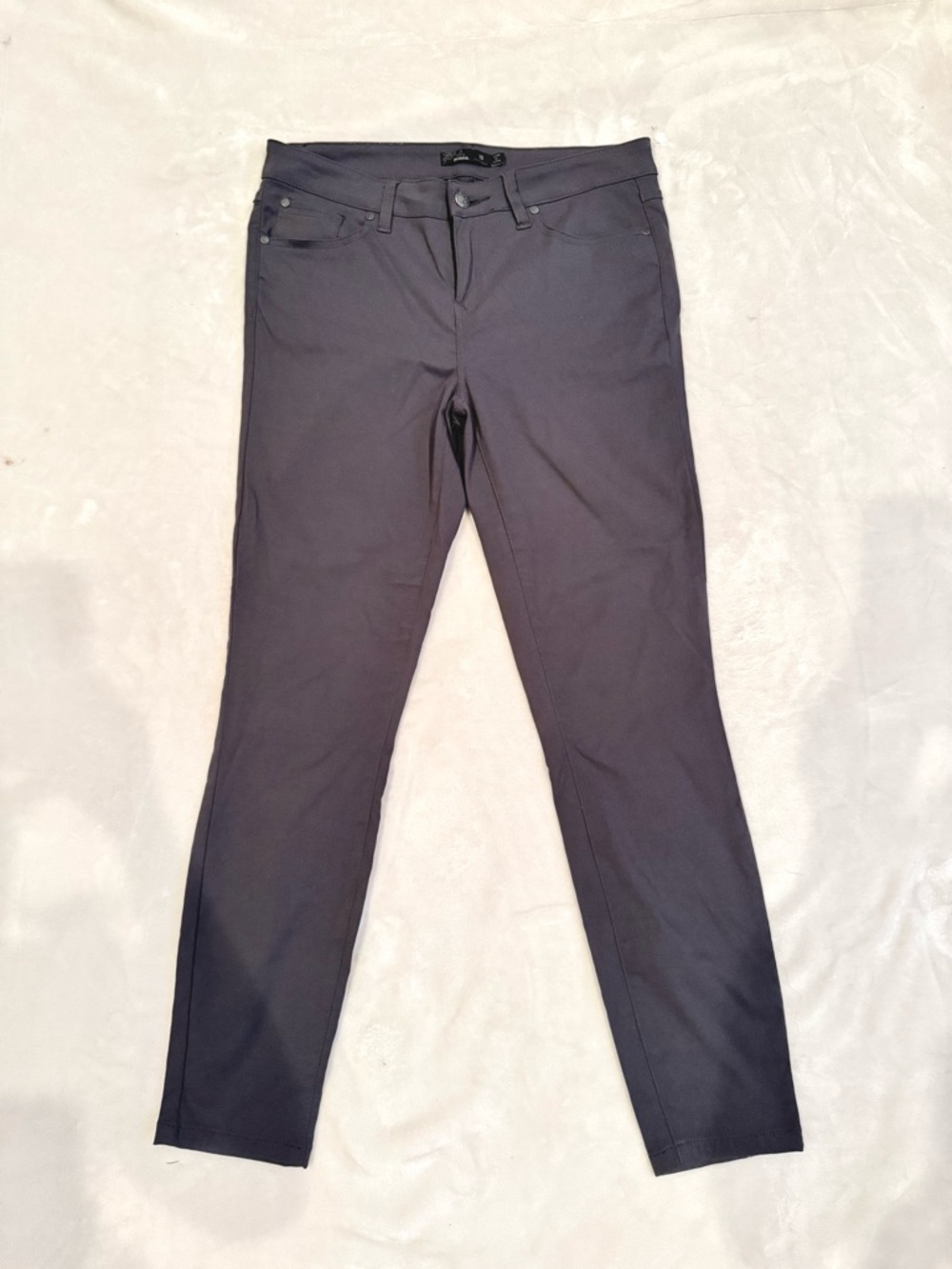 Prana Gray Stretch Pants Women 10 Short Inseam Hiking Outdoor Nylon Straight Leg